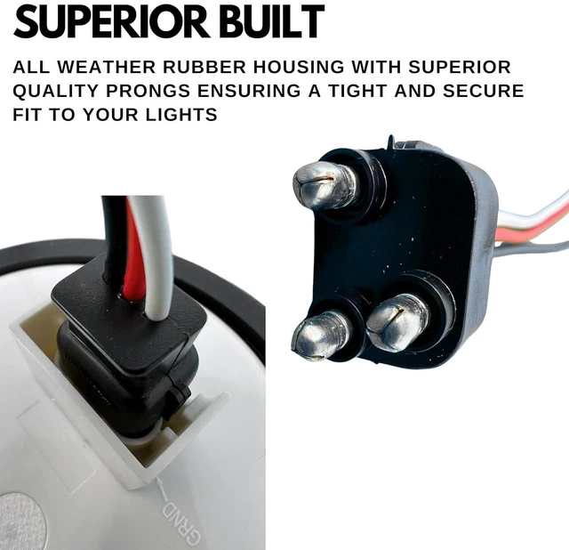 Alt view image 2 of 5 - Molded 3-Prong Truck Trailer Light Pigtail Connector, 3-Wire for Stop/Turn/Tail/Reverse/Brake/Backup, 4" Round 12V, 10" Length (20x)