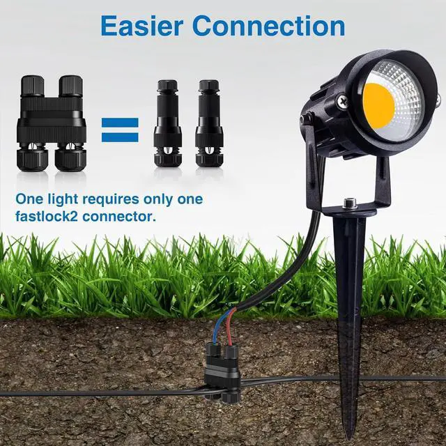 Alt view image 2 of 6 - SUNVIE Fastlock2 Low Voltage Wire Connector Landscape Lighting Connectors 14-18 Gauge Waterproof Low Voltage Connectors Outdoor Landscape Wire Connector for Garden Yard Path Lights, 24 Pack