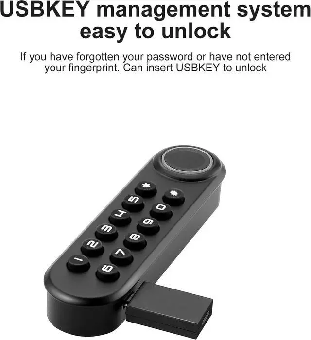 Alt view image 7 of 7 - Fingerprint Cabinet Lock, Smart Biometric Password Lock with USB Key No APP