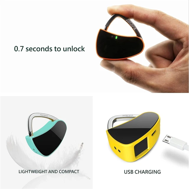 Alt view image 3 of 6 - Fingerprint Padlock, Smart Padlock with Keyless Biometric, Colorful, Fashionable Lock, Compact Lock, USB Rechargeable,1Pack. (Vivid Snow)