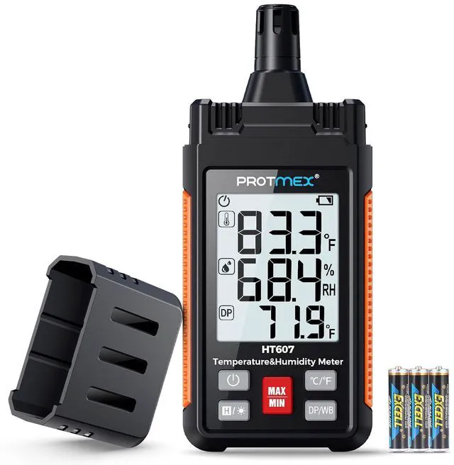 Main image of HT607 Temperature Humidity Meter - Large LCD Backlight with Cover Protector