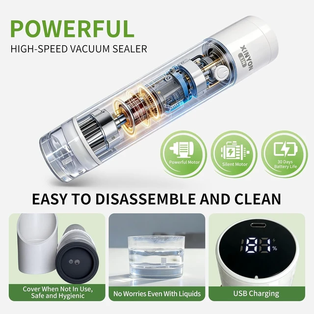 Alt view image 2 of 7 - Compact Handheld Vacuum Sealer for Food, USB Rechargeable