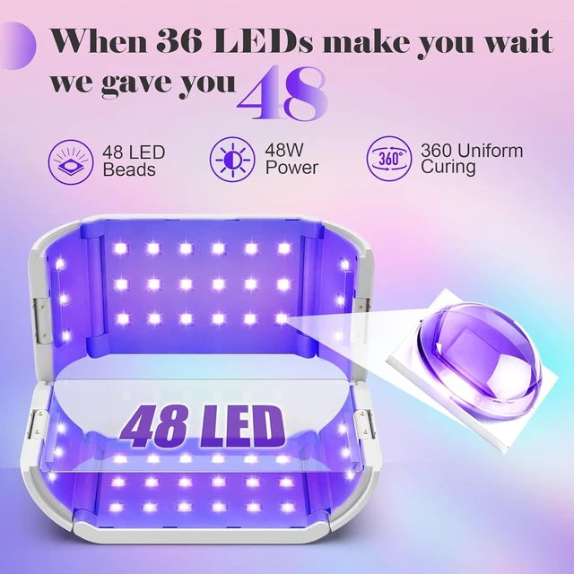 Alt view image 3 of 7 - UV Light for Resin,48W 48 LEDs,Double-Sided,360°Surround,Dual 365-405nm