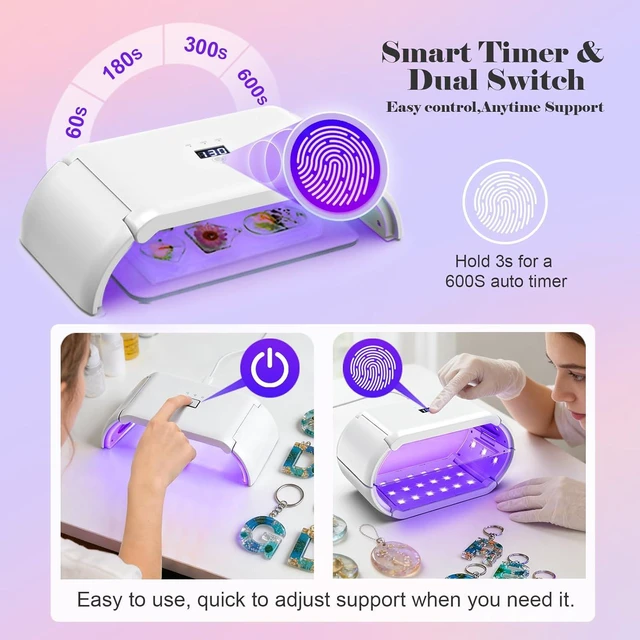 Alt view image 4 of 7 - UV Light for Resin,48W 48 LEDs,Double-Sided,360°Surround,Dual 365-405nm