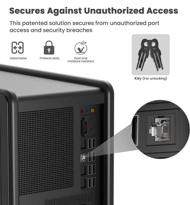Alt view image 3 of 7 - 100 Pcs RJ45 Port Lock with 10 Key, Locking RJ45 Port/Dust Blocker, RJ45 Dust Cover Cap Female Port Plugs Protector, Compatible RJ45 Port Devices, Clear