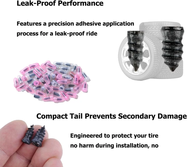 Alt view image 4 of 7 - Tire Repair Rubber KitScrew in Tire Plugs Heavy Duty, Vacuum Spiral Screws, No Jack Flat Tire Tool for Car/Truck/SUV/Motorcycle/Tractor/ATV/Bicycle Universal Plugs with Box, 2 Sizes (60)