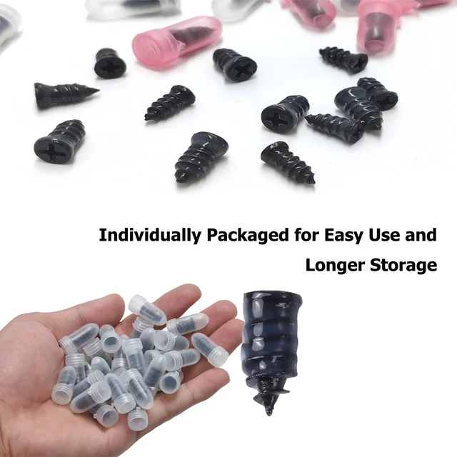 Alt view image 5 of 7 - Tire Repair Rubber KitScrew in Tire Plugs Heavy Duty, Vacuum Spiral Screws, No Jack Flat Tire Tool for Car/Truck/SUV/Motorcycle/Tractor/ATV/Bicycle Universal Plugs with Box, 2 Sizes (60)