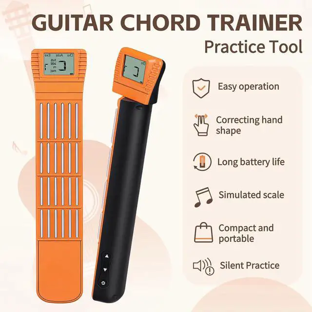 Alt view image 2 of 7 - Digital Guitar Chord Trainer, USB Rechargeable 6-Fret Portable Guitar Practice Tool with Rotating Chord Chart Screen, Silent Beginner Guitar Learning Gadget with Built-in Metronome
