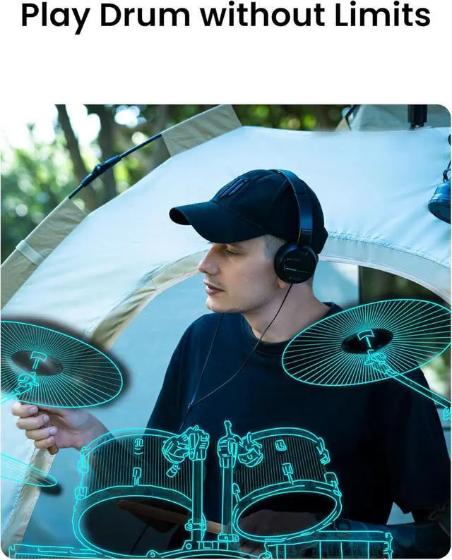 Alt view image 2 of 7 - Electronic Drum Set PocketDrum2 MAX, Air Drum Sticks & Pedals & Bluetooth Adapter, Play Drum Anywhere Anytime, 8 Tones and USB Midi Teens Adult Drummer Gift (Earphone Included)