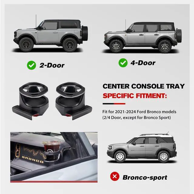 Alt view image 5 of 7 - Front Door Cup Holders for Ford Bronco 2021 2022 2023 2024 2025 2026, 1 Pair Door Cup Holders Vehicle Drink Holders, Driver and Passenger Side, Not Fits Bronco Sport