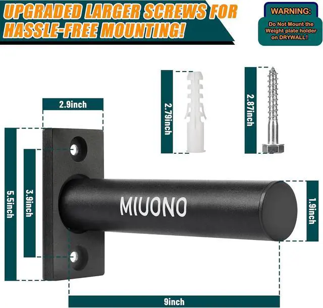 Alt view image 3 of 7 - Weight Plate Holder, Wall Mounted Weight Rack Storage for Weight Plates, Home Gym Organizer