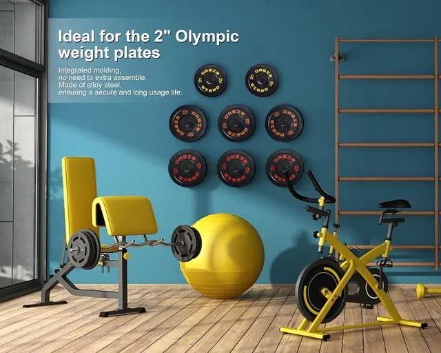 Alt view image 4 of 7 - Weight Plate Holder, Wall Mounted Weight Rack Storage for Weight Plates, Home Gym Organizer