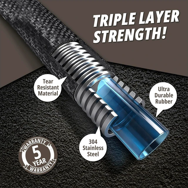 Alt view image 2 of 7 - Hydrosteel PRO Heavy-Duty Metal Garden Hose, 50 Ft, with Brass Nozzle