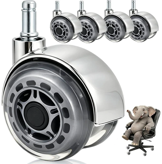 Main image of 3 Inch Clear Gray Office Chair Wheels, Dual Roller Set of 5 Quiet & Smooth 11x22mm Universal Casters for Carpet & Hardwood Floors