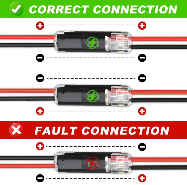 Alt view image 4 of 6 - 100-Pack No-Strip Quick Wire Connectors, Reusable with Locking Buckle for LED Strip & DIY, 18-22AWG