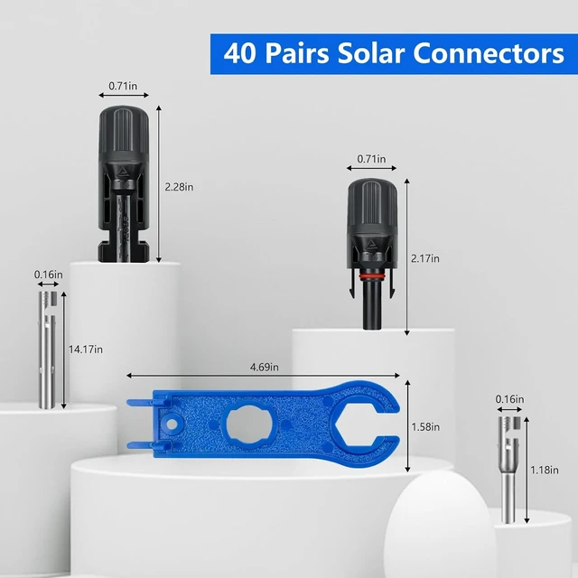 Alt view image 5 of 6 - 40-Pairs IP67 Waterproof Solar Panel Connectors with 2 Spanners