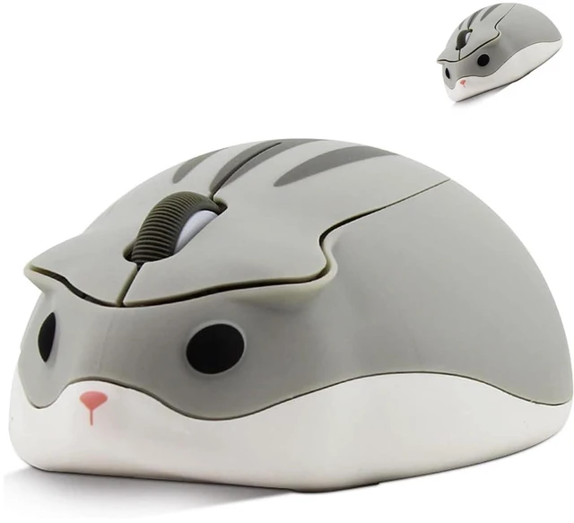 Main image of SOEWIOU Wireless Mouse Cute Hamster Shape Silent Click Compact Optical 1200DPI USB Cordless Mice for PC Laptop Computer Notebook MacBook Kids Girl Boy Men Women Adults School Office Work Gift (Gray)