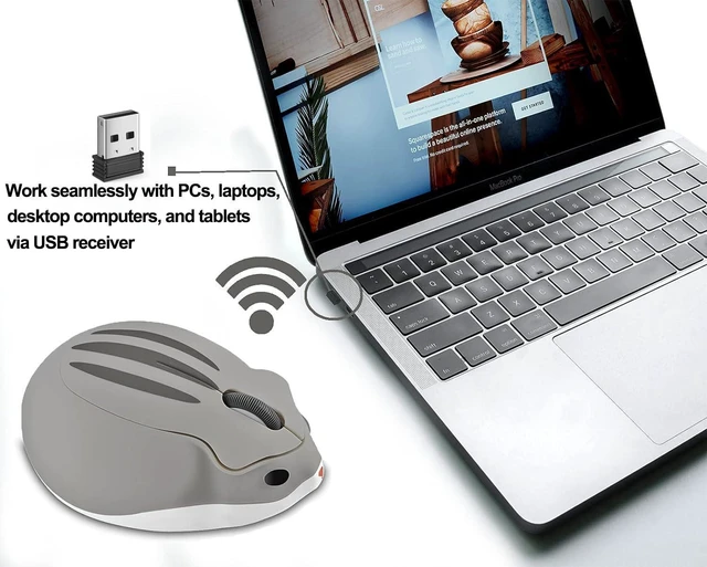 Alt view image 6 of 6 - SOEWIOU Wireless Mouse Cute Hamster Shape Silent Click Compact Optical 1200DPI USB Cordless Mice for PC Laptop Computer Notebook MacBook Kids Girl Boy Men Women Adults School Office Work Gift (Gray)