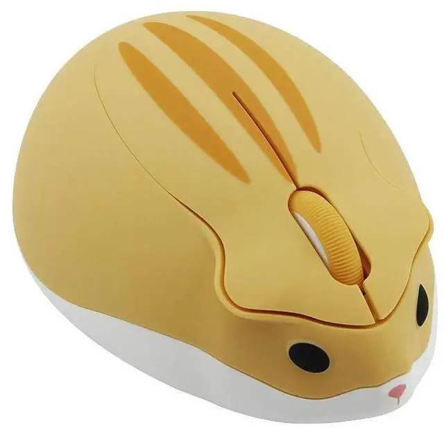 Main image of SOEWIOU 2.4GHz Wireless Mouse Cute Hamster Shape Less Noice Portable Mobile Optical 1200DPI USB Mice Cordless Mouse for PC Laptop Computer Notebook MacBook Kids Girl Men Women Adults Gift (Yellow)