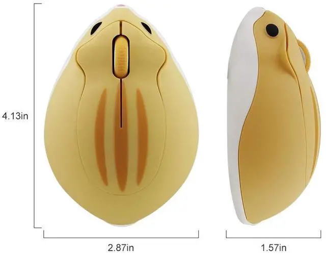 Alt view image 7 of 7 - SOEWIOU 2.4GHz Wireless Mouse Cute Hamster Shape Less Noice Portable Mobile Optical 1200DPI USB Mice Cordless Mouse for PC Laptop Computer Notebook MacBook Kids Girl Men Women Adults Gift (Yellow)