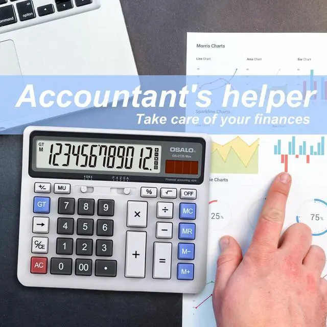 Alt view image 2 of 7 - SOEWIOU Desktop Calculator Extra Large LCD Display 12-Digit Big Number Accounting Calculator with Giant Response Button, Battery & Solar Powered, Perfect for Office Business Home Daily Use(OS-2135)