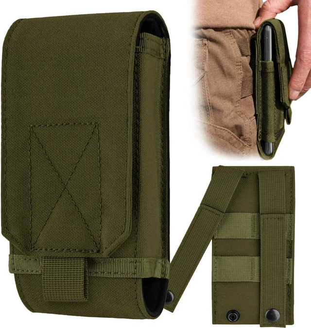 Alt view image 8 of 14 - SOEWIOU Army Camo Molle Bag for Mobile Phone Belt Pouch Holster Cover Case Size L, Green