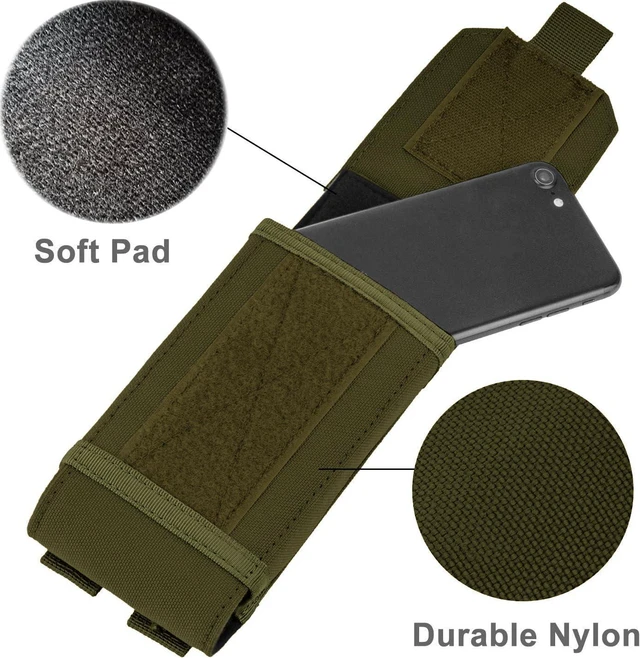Alt view image 12 of 14 - SOEWIOU Army Camo Molle Bag for Mobile Phone Belt Pouch Holster Cover Case Size L, Green