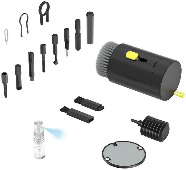 Alt view image 7 of 14 - SOEWIO Keyboard Cleaner Kit, Electronics Cleaning Kit with Retractable Big Brush, Portable, 20 in 1 Multi-Tool Kit for Phones, Tablet, Computer, PC Monitor,TV Camera Lens with 2.5ml Mist Spray (Black)