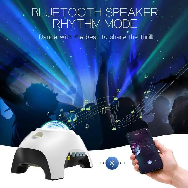 Alt view image 4 of 14 - Northern Galaxy Light Aurora Projector with 33 Light Effects, Night Lights LED Star Projector for Bedroom Nebula Lamp, Remote Control, White Noises, Bluetooth Speaker for Parties(White)