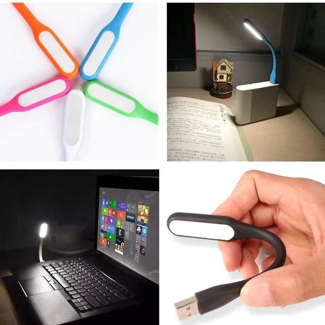 Alt view image 3 of 10 - SOEWIOU Flexible Mini USB LED Lamp Light Portable Night Light Compatible for Power Bank, Laptop, Notebook, Reading, Computer Keyboard USB Reading Light (8-Black)