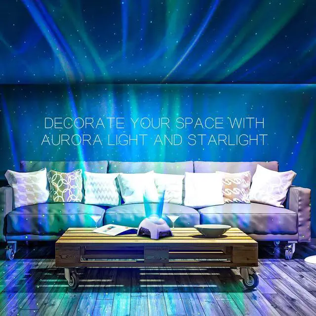 Alt view image 7 of 14 - Northern Galaxy Light Aurora Projector with 33 Light Effects, Night Lights LED Star Projector for Bedroom Nebula Lamp, Remote Control, White Noises, Bluetooth Speaker for Parties(White)
