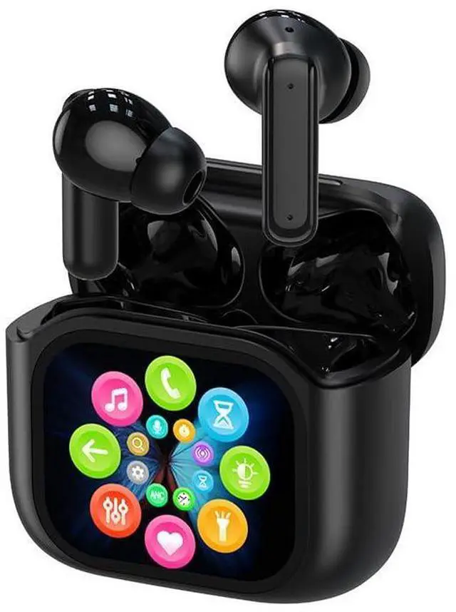 Main image of SOEWIOU Wireless Touchscreen Earbuds with Smart Touch Screen Case - True Wireless Bluetooth ANC Active Noise Cancelling Earbuds - Blue Tooth Earphones for iPhone Android In Ear Headphones