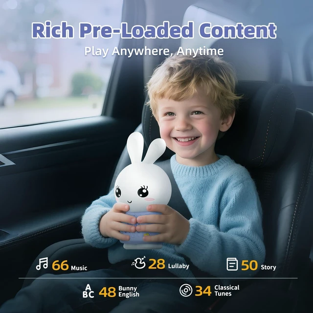 Alt view image 13 of 14 - SOEWIOU AI Toys for Kids, Smart Companion with Real-Time Voice, 4 Agents & 91 Languages, Preloaded 48 Bunny English/50 Stories/66 Music/28 Lullabies/34 Classical Tunes, Bluetooth Speaker