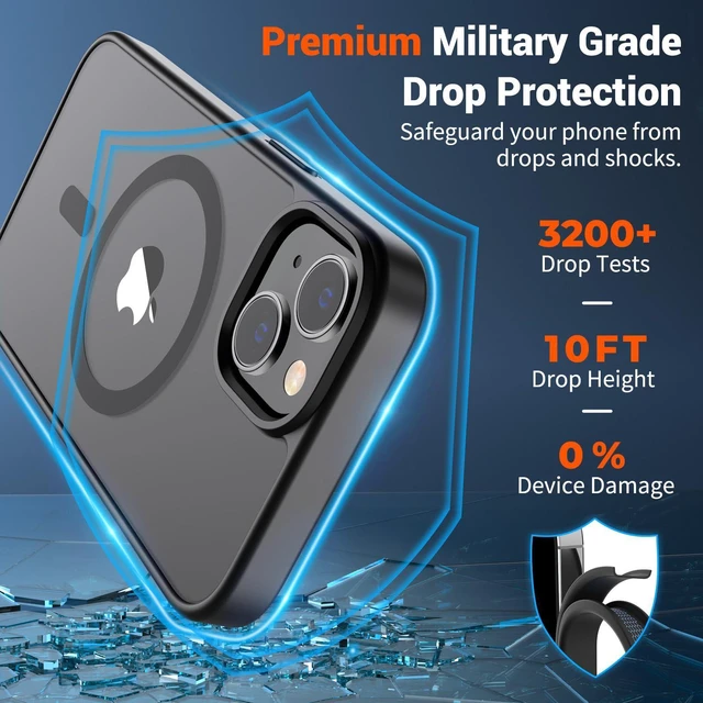 Alt view image 10 of 14 - SOEWIOU Magnetic for iPhone 14 Case & iPhone 13 Case (Compatible with MagSafe)(Military Grade Drop Protection) Translucent Matte Shockproof Phone Cover,Black