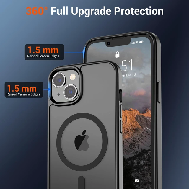 Alt view image 11 of 14 - SOEWIOU Magnetic for iPhone 14 Case & iPhone 13 Case (Compatible with MagSafe)(Military Grade Drop Protection) Translucent Matte Shockproof Phone Cover,Black