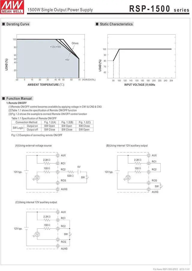 Alt view image 4 of 5 - Mean Well RSP-1500-27 Enclosed Switching AC-to-DC Power Supply, Single Output, 27V, 0-56A, 1512W, 3.3" H x 5.0" W x 10.9" L