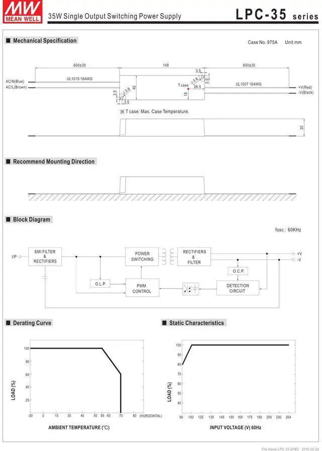 Alt view image 2 of 2 - MW Mean Well LPC-150-2100 72V 2100mA 150W Single Output LED Power Supply
