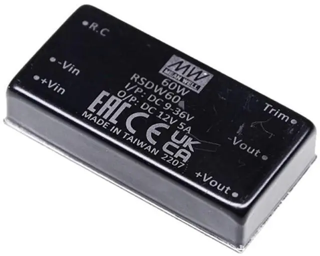 Alt view image 3 of 5 - Mean Well RSDW 60W 12V 5A Power Supply Converter RSDW60F-12 DC-DC 2"×1" Package Single Output Switching Power Supply Driver Transformer
