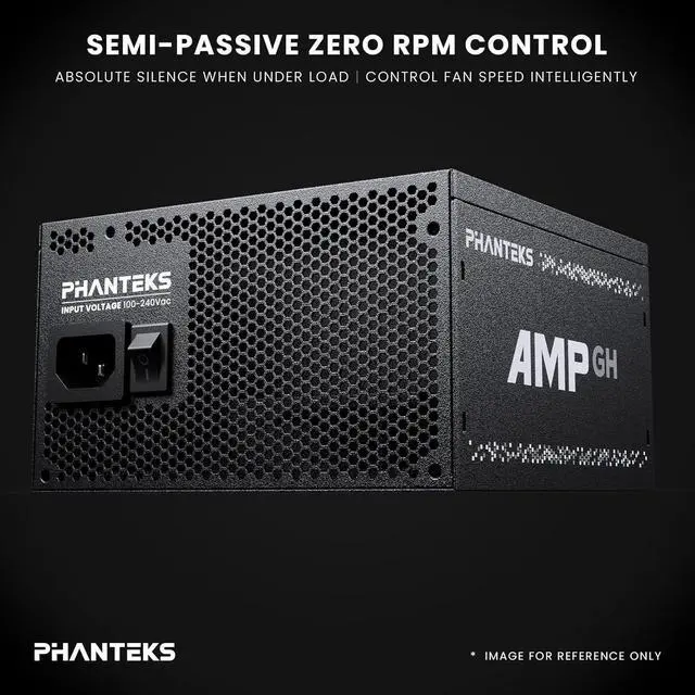 Alt view image 5 of 6 - Phanteks AMP GH 1200W Platinum Power Supply, ATX 3.1 and PCIe 5.1 Platform, Fully Modular Individual Cables, Silent Fanless Mode (Black)