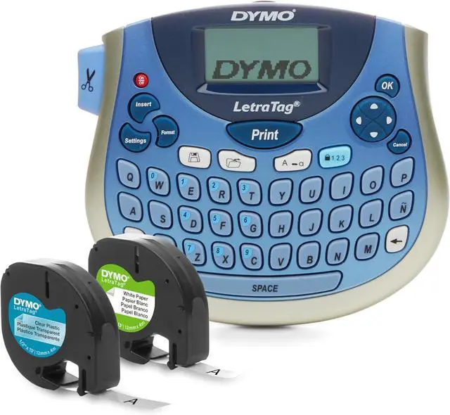 Main image of DYMO LetraTag Bundle, Handheld 100T Printer, Portable, QWERTY Keyboard, Includes 13ft Black on White Labels and 13ft Black on Clear Labels - Home Organization, Crafting, Labeling