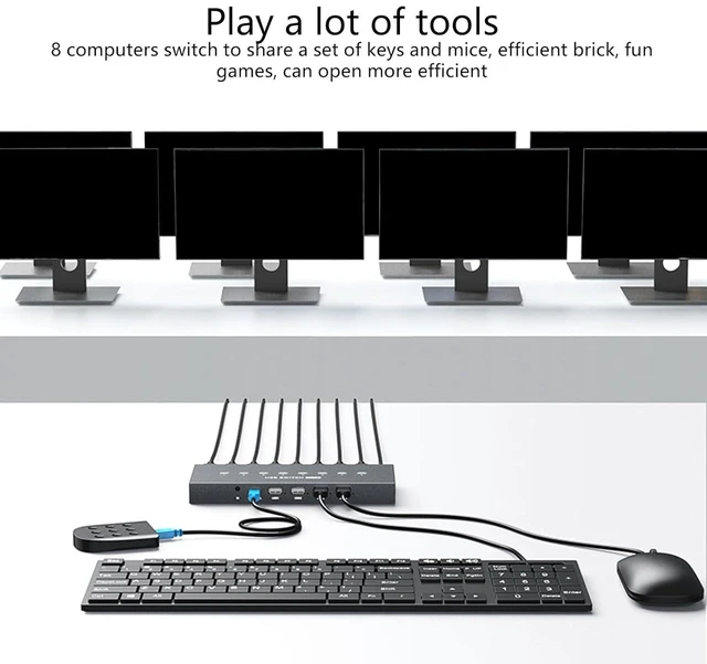 Alt view image 3 of 7 - Fast Speed USB2.0 Manual Share Switching for Printers and Devices, 8 Computer Connection Hubs Computer USB Sharing Hubs