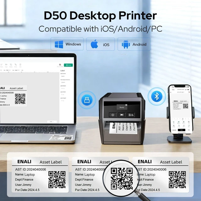 Alt view image 3 of 7 - D50 Industrial 2 Inch Desktop Label Maker with Auto Cutter