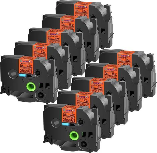 Main image of USUPERINK 10PK Compatible for Brother P-Touch TZe-B51 TZeB51 TZB51 TZ-B51 Black on Fluorescent Orange 24mm 1'' 0.94'' x 16.4ft Laminated Label Tape Work with D600 D600VP P700 P710BT P950NW Label Maker