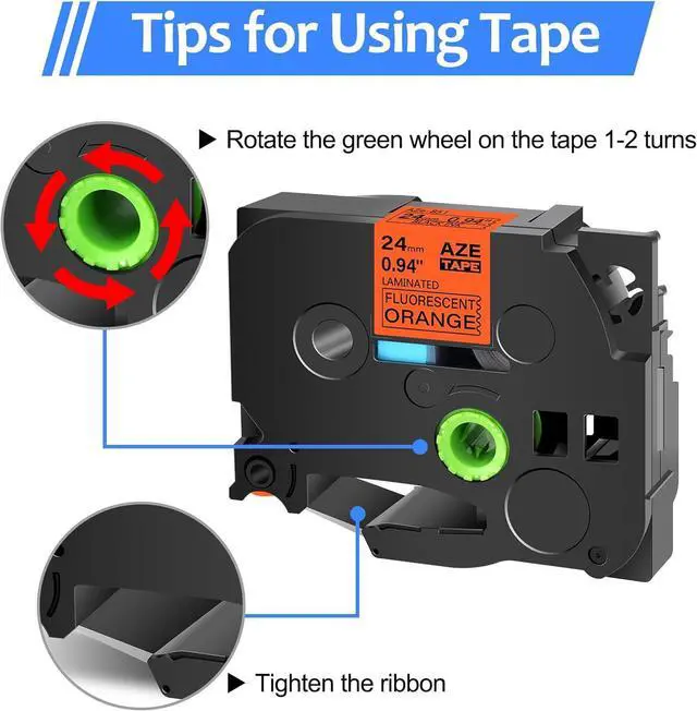 Alt view image 3 of 7 - USUPERINK 10PK Compatible for Brother P-Touch TZe-B51 TZeB51 TZB51 TZ-B51 Black on Fluorescent Orange 24mm 1'' 0.94'' x 16.4ft Laminated Label Tape Work with D600 D600VP P700 P710BT P950NW Label Maker