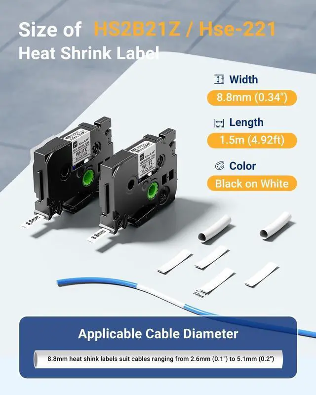 Alt view image 7 of 7 - Vixic Label Maker, Wire Cable Wrap Label Maker with Heat Shrink Tube 8.8mm & Laminated Waterproof Labels, H1100 Handheld Labeler Machine Backlit Screen with Keyboard, Industrial Labelmaker for Network