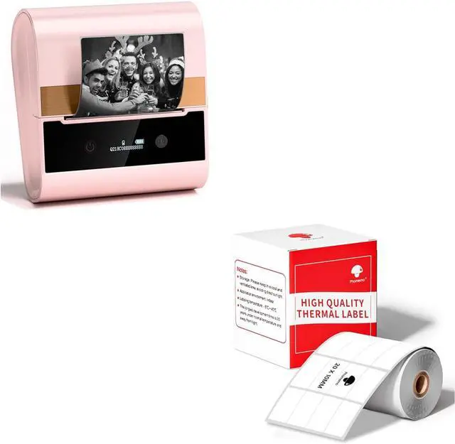 Main image of Phomemo-M260 Label Maker 3 Inch 80mm Bluetooth Thermal Label Printer with White Thermal Label Paper 3/4" X 3/8"(20x10mm), 1280 Labels/Roll-Pink