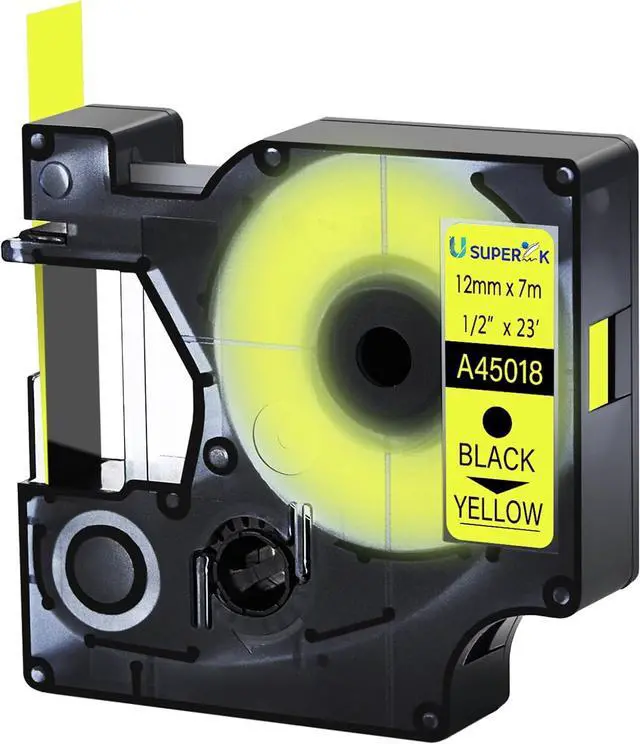 Main image of 20 Pack Compatible for Dymo D1 Label Tape 45018 S0720580 Refill Black on Yellow 1/2 inch x 23 feet Labeling Tape for LabelManager PnP 160 210D 260P 280 360D 420P 450D ColorPop Label Maker