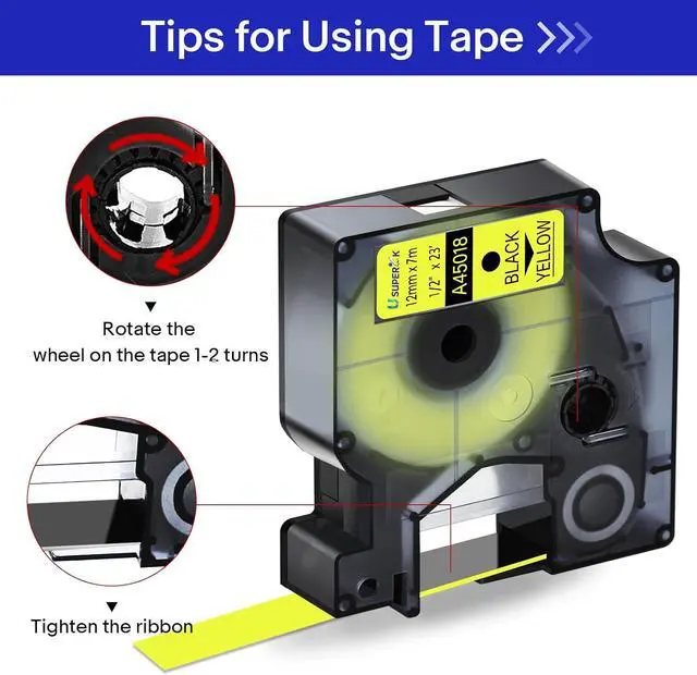 Alt view image 4 of 7 - 20 Pack Compatible for Dymo D1 Label Tape 45018 S0720580 Refill Black on Yellow 1/2 inch x 23 feet Labeling Tape for LabelManager PnP 160 210D 260P 280 360D 420P 450D ColorPop Label Maker