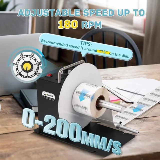 Alt view image 4 of 7 - CGOLDENWALL Automatic Label Rewinder Machine, Bidirectional Rewinding, Corefree/1"/1.5"/3" Core, Max Label Diameter 7.8" Width 4.7", Speed Adjustable, Auto-sync with Printers, 100V-240V