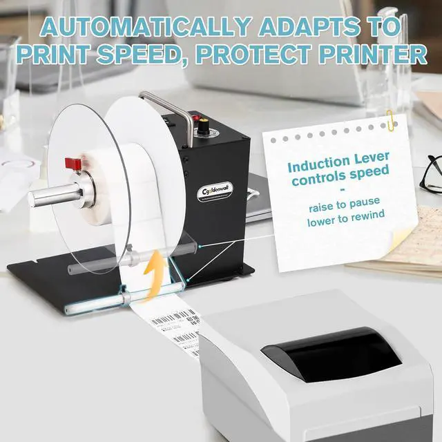 Alt view image 5 of 7 - CGOLDENWALL Automatic Label Rewinder Machine, Bidirectional Rewinding, Corefree/1"/1.5"/3" Core, Max Label Diameter 7.8" Width 4.7", Speed Adjustable, Auto-sync with Printers, 100V-240V